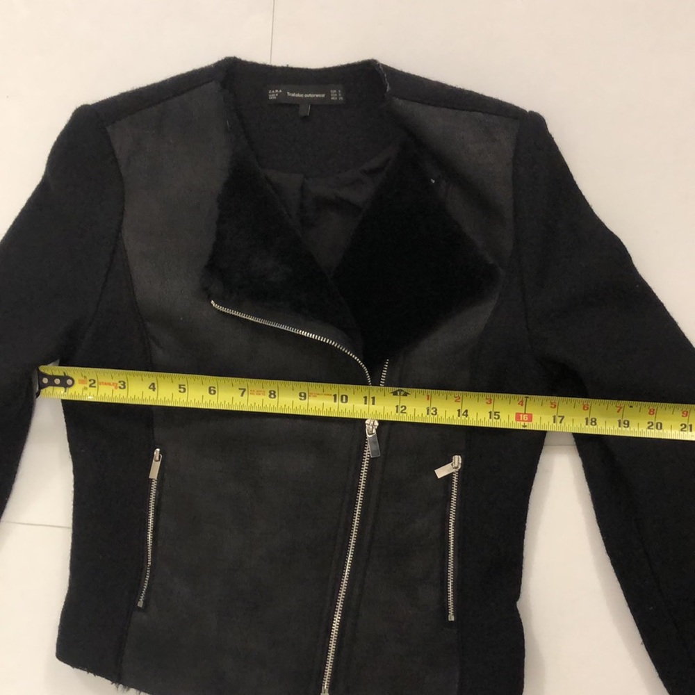 Zara Trafaluc S Jacket Black Moto 2 Zipper Pocket Closure Long Sleeve Excellent - Picture 7 of 12